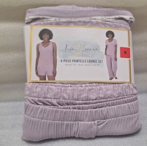 Live 2 Lounge Purple 4-Piece Pointelle Lounge Set